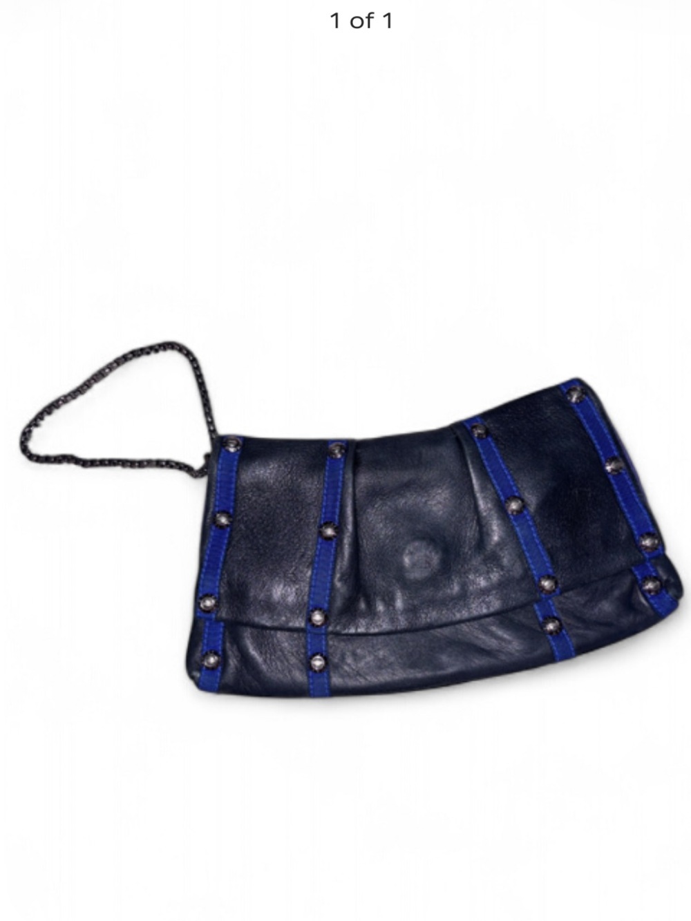 henri bendel Navy Leather Wristlet with Blue Trim and Studs